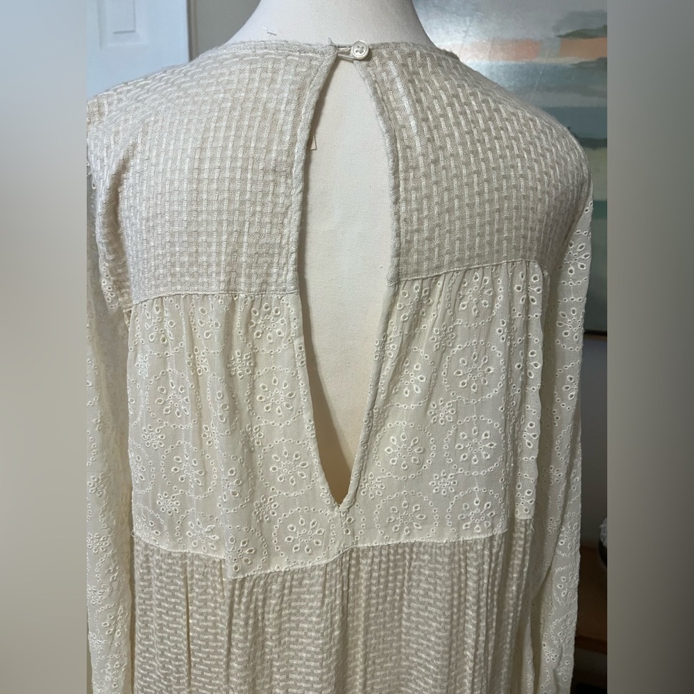 Free People Gemma Eyelet Lace Midi Dress XS Cream Cottage Core Prairie Romantic - Picture 10 of 16